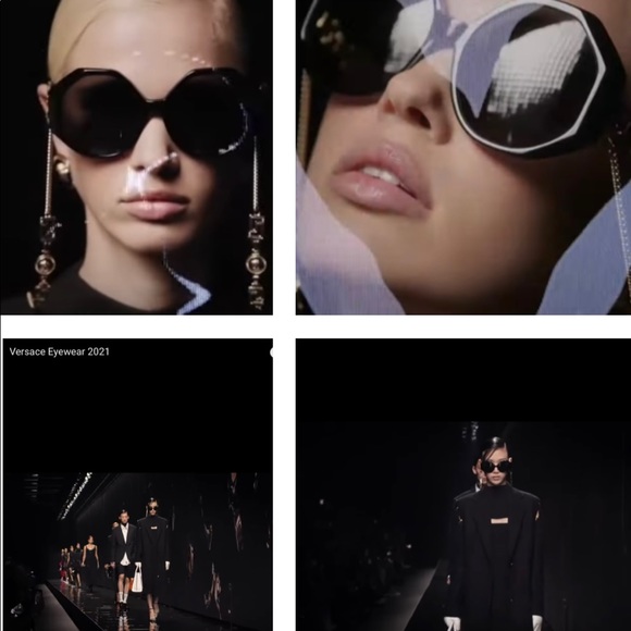 VERSACE RUNWAY HAVANA FRAMES WITH GOLD- TONE DETACHABLE CHAIN SUNGLASSES - Picture 8 of 16